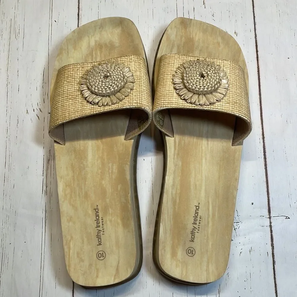 Kathy Ireland woman’s slides. Neutral color. Size 10.